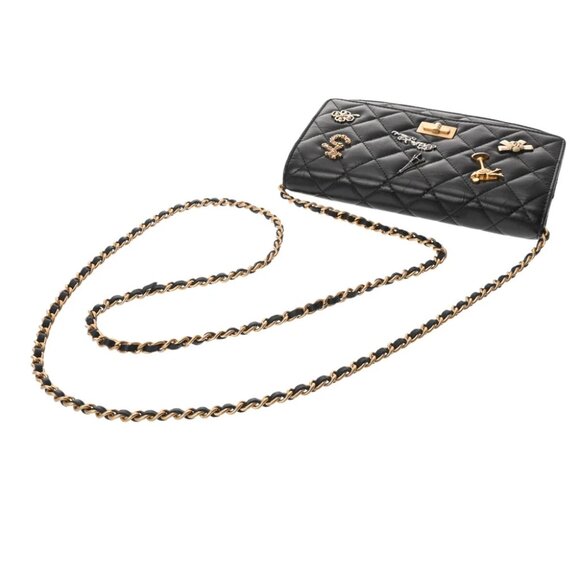 CHANEL 2.55 Matelasse Embroidered Chain Wallet Black/Noir - Picture 12 of 12